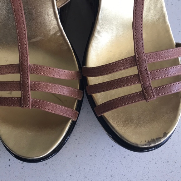 Nine West shoes sandals brown wedge sparkle paisley design Size 8 1/2 - Picture 4 of 6